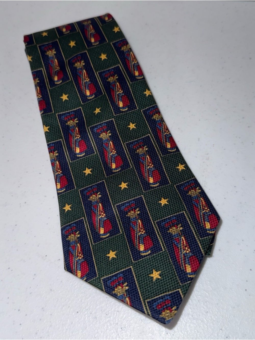 Vintage Tommy Hilfiger Classic Green golf bag Men's Tie with Stars